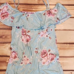 Flirty Summer Dress - Teal Blue Floral